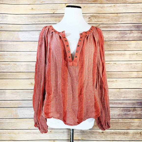 Free People Tops - Free People Brick Red Against All Odds Blouse